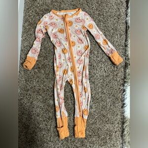 The little one shop Smiley Face Kids One Piece footie Pajama - Orange